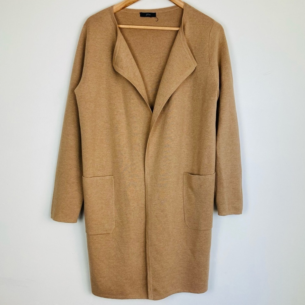 J. Crew Camel Colored Long Line Wool Blend Cardig… - image 2